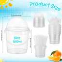 50 Pcs Bucket Cups Bulk Reusable Plastic Drink Buckets with Lids Dome Forks and Straws 32 oz Ice Cream Freezer Food Storage Containers for Popcorn Pail Outdoor Travel Beverage Party Picnic