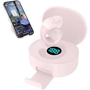 Scrolling Ring for TikTok, Remote Control Page Turner for Ebook Reading, Bluetooth Page Turner Clicker for Kindle App, Wireless Camera Video and Photo Remote Shutter for iPhone, iPad, Android -Pink