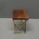 MyGift Dessert Riser Stands, Modern Twisting Geometric Brass Tone Metal and Solid Wood Pedestal Racks for Food, Merchandise, Desserts, 2 Piece Set