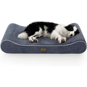 COZY KISS Orthopedic Dog Bed for Extra Large Dogs up to 140 lbs - Removable Washable Cover with Waterproof Lining, Cotton-Polyester Blend Boat-Shaped Lounger Mattress, XL(51x36x8in), Blue