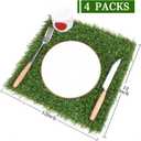 Kesfey Grass Squares Placemats 4 Packs 12"x 12" Artificial Grass Turf Patch Tiles Green Grass Squares Fake Grass Mat Synthetic Grass Rug Roll Tabletop Decorations for Home Dining Christmas Table Decor, 1212
