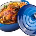 5.5 Quart Oval Enameled Cast Iron Dutch Oven Pot with Lid, Oven Safe up to 550 F & Dishwasher Safe, Sturdy Dutch Oven Cookware (Blue)