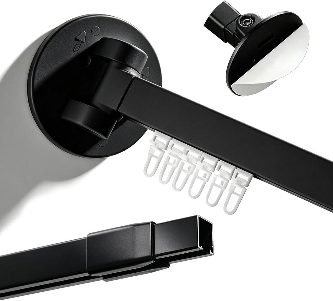 Black Adjustable Shower Curtain Rod 59-86 Inch,180° Rotatable Ends, Aluminum Shower Curtain Pole for Living Room, Bedroom, Bathtub, Stall