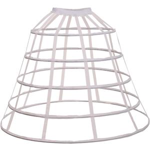 GRACEART Victorian Dress Pannier Hoop Skirt Bustle Cage Skirt (White, S)