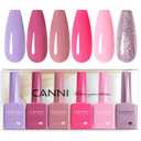 CANNI 6 Colors 9 ML Hema-Free Gel Nail Polish Set, PurPle Pink Glitter Gel Polish Set, Soak Off LED Nail Manicure Kit DIY at Home Salon Gifts,  2362-Sweet Romance