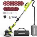 Drywall Sander with Vacuum Dust Collector, AZZUNO 12A Electric Popcorn Ceiling Removal Tool, 5 Variable Speed 800-1900RPM Sander Tool, Professional Drywall Tools with 12pcs Sanding Discs(Neon Green)