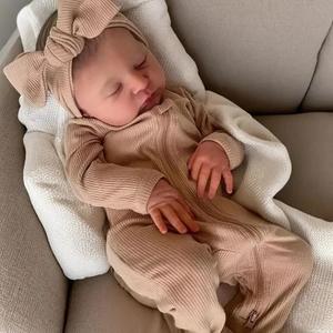 Angelbaby 19 inch Real Life Reborn Baby Girl Dolls Realistic Sleeping Newborn Baby-Laura Doll Soft Silicone Realistic Baby Feel Bebe Reborn Child Weighted Doll Toys for Kids