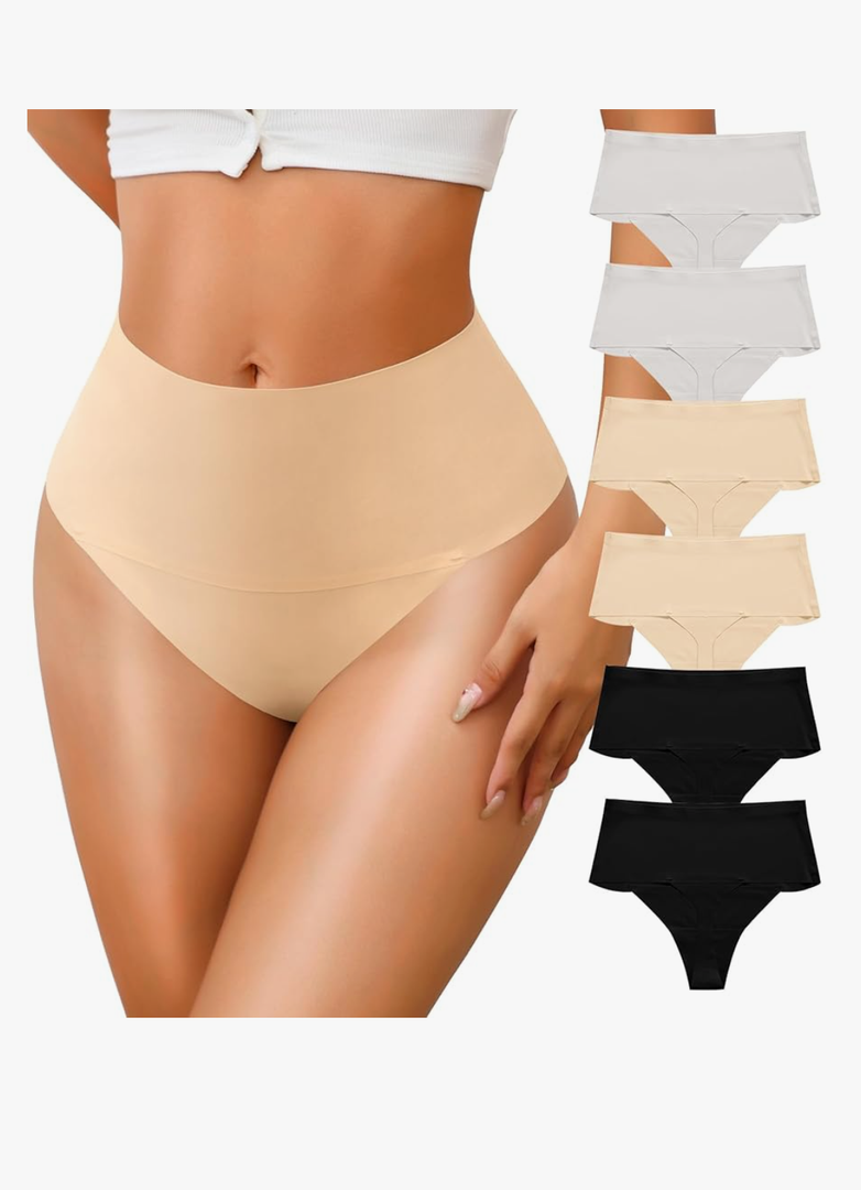 ASIMOON High Waisted Thongs Underwear for Women Seamless Underwear Ladies Soft No Show High Cut Panties 3Pack Size -Medium