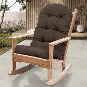RACE LEAF Patio Chair Cushion 44x19x4 Inch, Tufted Design Heavy Duty Olefin Fabric Waterproof Outdoor Rocking Cushion with Elastic Bands Non-Slip Ties Brown 1-Pack