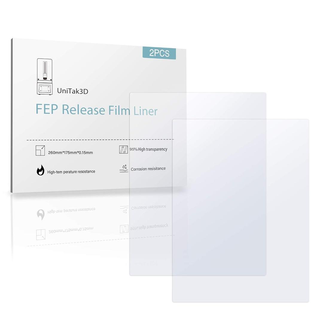 Mono X FEP Film,UniTak3D 260 * 180mm FEP Film 2Pcs Compatible with Anycubic Photon Mono X 4K&6K&6Ks,Photon Mono X2,Photon M3 Plus,Saturn,NOVA3D Whale 2,LD-006 8.9inch UV DLP LCD Resin 3D Printers