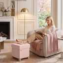 SONGMICS Storage Ottoman, Textured PU Leather Footstool with Cushion, 15"D x 15"W x 15.7"H