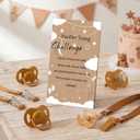 Geelin 12 Sets Swing Pacifier Baby Shower Games Funny Gender Reveal Games, Include 1 Wooden Sign and 12 Plastic Pacifiers for Bridal Baby Shower Gender Reveal Party Women Men(Star, Brown)