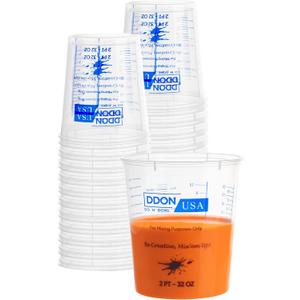 32 Oz Paint Mixing Cups - Pack of 20 Disposable Measuring Cups - Epoxy Mixing Cups Use for Painting, Resin Mixing Cups, Paint Cups for Painting, Epoxy, Art, Graduated Liquid Mixing Ratios on Side