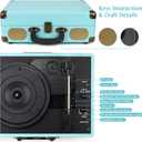 Record Player with Speakers 3-Speed Bluetooth Suitcase Portable Vinyl Record Player Belt-Driven RCA Line Out AUX in Headphone Jack Vinyl Vintage Turntable Blue
