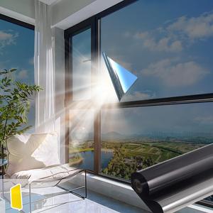 Window Tint for Home,Window Privacy Film,Reflective Window Film for Home,Office, Shop Windows (Black Silver, 23.6''X118'')
