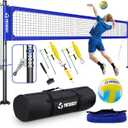 Professional Heavy Duty Volleyball Net Set for Backyard & Beach, Outdoor Net System with Steel Anti-Sag Winch, 32FT Reinforced Net, Height Adjustable Rust-Resistant Aluminum Poles, Portable Carry Bag, 32'l X 3'h Polyethylene Net