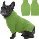IECOii Dog Sweaters For Medium Dogs Girl Boy, Holiday Knit Doggy Sweatshirt with Sleeve,Turtleneck Thick Warm Dog Sweaters for Winter, Pullover Knitwear for French Bulldog,Boston Terrier (Grass Green, Large)