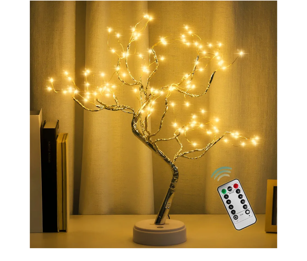 108 LED Sparkly Fairy Tree Lamp, Warm White, Remote Control, USB/Battery, 8 Modes, DIY Bonsai Decor, Festival Decoration Light