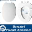 BEMIS 7800TDG Commercial Closed Front Plastic Toilet Seat, Heavy Duty Industrial Seat with Lid, Secure Installation for Long Lasting Hospitality Use, Elongated, White