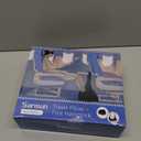 SARISUN 3 in 1 Airplane Travel Essentials Kit, Travel Pillow with Head Support, 3D Eye Mask for Sleeping, No Collapse Foot Hammock for Airplane, Portable Long Flights/Car Road Trip Essentials Sets