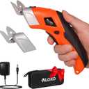 VLOXO Cordless Electric Scissors, Cardboard Cutter Super Scissors Box Cutter with Blades Rechargeable Powerful Fabric Tool for Crafts Leather Carpet Plastic Felt Include Case Orange CS4001
