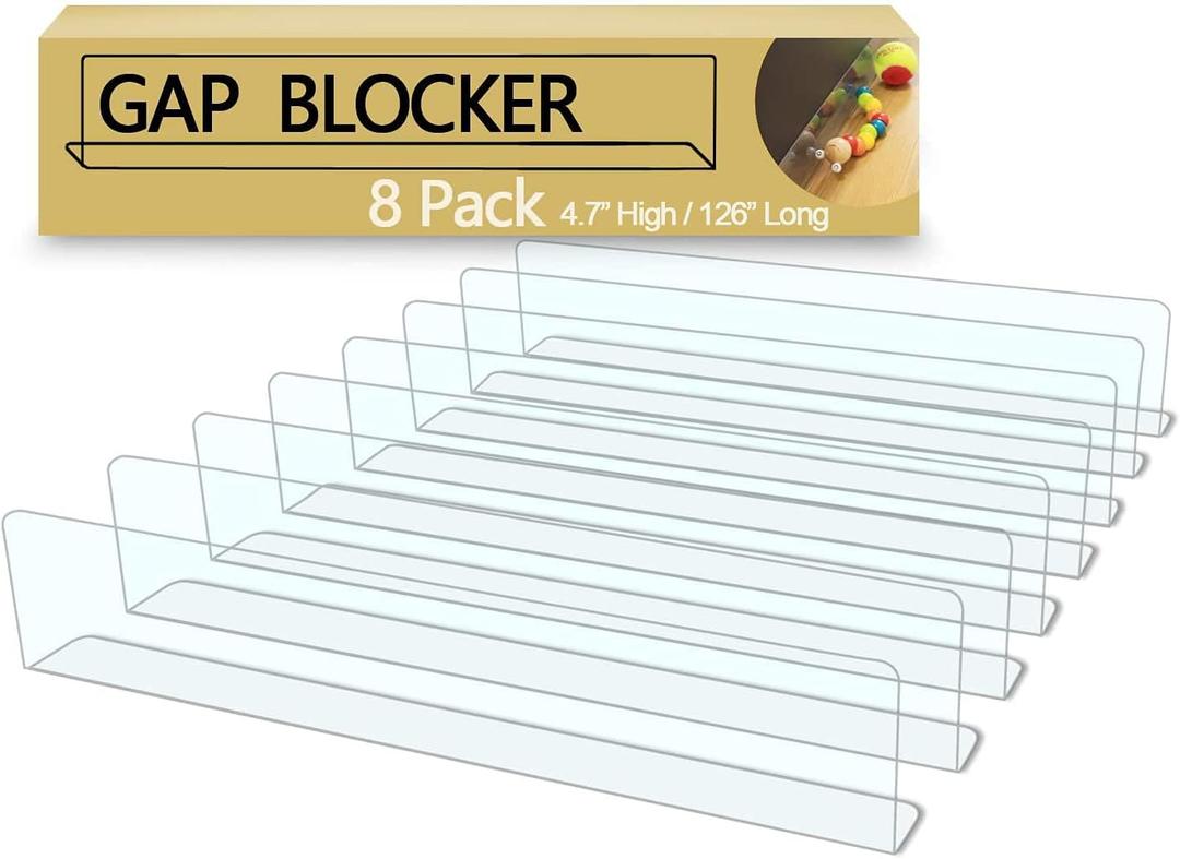 8-Pack Toy Blocker, 4.7" Height Gap Bumper for Under Furniture, BPA Free Safe PVC with Strong Adhesive, Stop Things Going Under Sofa Couch or Bed, Easy to Install 8-Pack Toy Blocker, 4.7" Height Gap Bumper for Under Furniture, BPA Free Safe PVC with Strong Adhesive, Stop Things Going Under Sofa Couch or Bed, Easy to Install