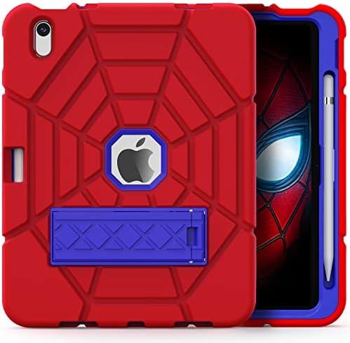 Grifobes Kids Case for iPad A16 11th Generation 2025 11-inch/iPad 10th Generation 2022 10.9 inch, Heavy Duty Shockproof Rugged 11/10 Gen Cover with Pencil Holder/Stand Boy Children (Red+Blue)