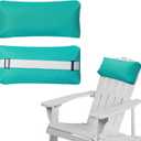 Chaise Lounge Head Pillow, 2 Pack Outdoor Patio Pillows with Adjustable Strap, Lounge Head Resting Pillow for Recliner Beach Pool Lounger Office Chair，Water Resistant Turquoise, Medium