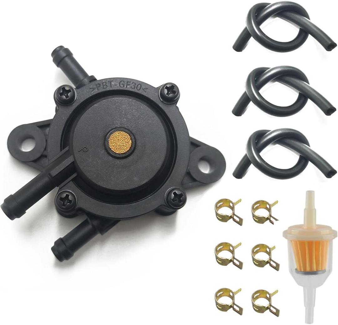 Fuel Pump with Filter and Oil Hose Compatible with Kohler 17HP-25HP Briggs and Stratton John Deere Kawasaki Yamaha Golf Cart Lawn Mower Cub Cadet mikuni Fuel Pump 808492 808656