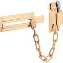 Prime-Line U 9912 Keyed Chain Door Guard, 3-1/4 In., Steel and Diecast Construction, Brite Brass-Plated Finish (Single Pack)