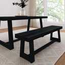 Plank+Beam 60 Inch Farmhouse Dining Bench, Solid Wood Entryway Bench, Wooden Outdoor Bench, Kitchen Dining Seat, Dining Room, Home Office, Living Room Furniture, Easy Assembly, Black Wirebrush, Bench for 72 Inch Table