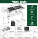 Portable Charcoal Grill, Folding Barbecue Grill with Storage Shelf, 39" x 13.39"x 27.56" Stainless Steel BBQ Smoker Barbecue Tool Kits for Outdoor Cooking Camping Hiking Picnics Backpacking (Large)