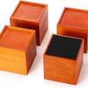 4 Inch Solid Wood Bed Furniture Risers Set of 4, Light Brown Square Heavy Duty Couch Lifters Brown Wooden Furniture Risers Blocks for Bed Frame, Sofa, Chair, Table, Cabinet, and More