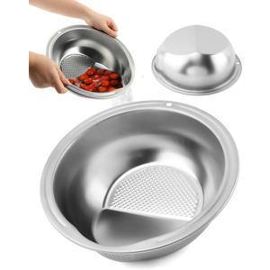 Rice Washer Strainer Bowl, Fine Mesh Rice Rinser Multi Purpose Ric-e Drainer Strainer Colander Bowl Kitchen Tool for Cleaning Fruits, Vegetables, Bean (COLOR:silver)