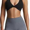 Aoxjox Women's Workout Sports Bras Fitness Backless Padded Sienna Low Impact Bra Yoga Crop Tank Top (Medium, 1 Black)