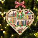 Just a Girls Who Love Books Ornament, Reading Book Lover Wooden Ornaments for Christmas Tree Decoration, Book Theme Reading Books Ornaments Gift for Teacher, Reader, Bookworm Pack of 2