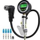 Digital Bicycle Tire Inflator Gauge with Auto-Select Valve Type - Presta and Schrader Air Compressor Tool