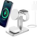 15W 3 in 1 Charging Station for Apple MagSafe Charger Stand -Wireless Charger for iPhone 16 15 14 13 pro max Plus for Apple Watch Charger 9 8 7 6 5 for AirPods Pro 3 2-Multiple Devices