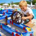 TERRAMUS 2-Tier Water Table Toys with Watermill for Kids, Upgraded Large 115PCS Water Park Playset, Summer Toys DIY Waterways for Backyard Beach Pool Lawn,Outdoor Toy for 3-5 4-8, Gifts for Boys Girls