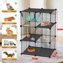 VISCOO Cat Cage, 3-Tier DIY Catio Cat Enclosures, 24" x 16" x 36" Cat Playpen Indoor & Outdoor with Hammock, Detachable Metal Wire Kennel Cats Crate, 2x1x3 Exercise Place for 1-2 Kitten