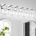 VOLISUN Crystal Vanity Lights for Bathroom, 6 Light Modern Stainless Steel Bathroom Light Fixtures Over Mirror, Chrome Bathrooms Lights Fixtures - UL Certificated (Exclude Bulb)