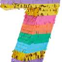 BLUE PANDA Rainbow Pinata 7 for Birthday Party Decoration - 12 x 16.75 x 3 In, Multicolored - Party Pinata for Girls & Boys Age 7