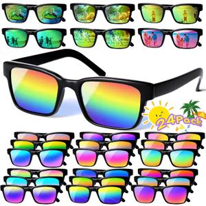 Party Favors for Kids 4-8, 24Packs Neon Sunglasses for Kid, UV400 Protection Sunglasses Bulk, Goodie Bags Stuffers for Kids Pool Birthday Party Supplies