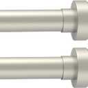 2Pack Silver Shower Curtain Rod 33 to 72Inch:Spring Tension Shower Rod for Bathroom Kitchen Doorway,Heavy Duty Adjustable Tension Shower Curtain Rod No Drilling No-Slip Easy Install,Matte Silver