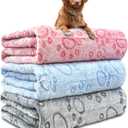 3 Pack Dog Blankets for Small Dogs, 23''x16'' Washable Dog Blanket, Soft Pet Blankets for CatRabbitGuinea Pig Small Animal Fleece Bedding Cute Claw Pattern Rabbit Bedding (Paw Print)