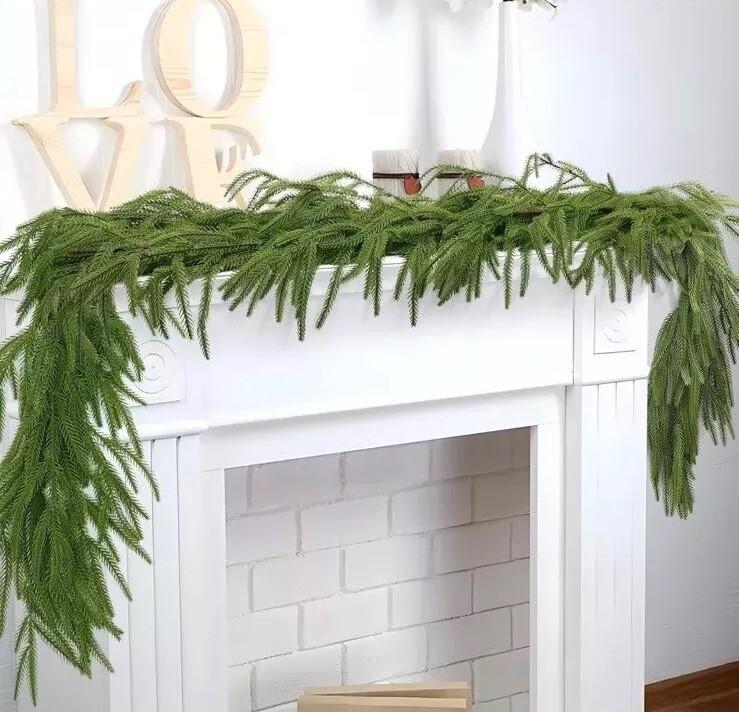 Hananona 12 Pcs Artificial Norfolk Pine Garlands, Real Touch Winter 6 Ft.