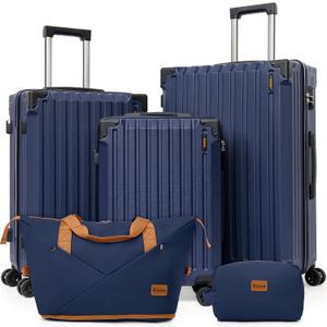 Luggage Sets 5 PieceHardside Luggage with Spinner Wheels, Lightweight ABS Hard Shell Travel Luggage with TSA Lock for Family Trips, Business,Vacation