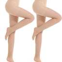 MEME&WEWE 2 Pairs Tights for Women, Sheer Stockings for Women Pantyhose,20D High Waist No Rip Control Top Tight Pantyhose (Small, Nude)