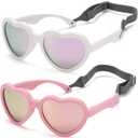 Flexible Heart Shaped Baby Polarized Sunglasses with Strap Adjustable Toddler & Infant Age 0-24 Months