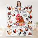 Chicken Blanket for Girls, Chickens Gift for Girls, Just A Girl Who Loves Chickens Blanket for Couch Bed Room Decor 40"x 50"